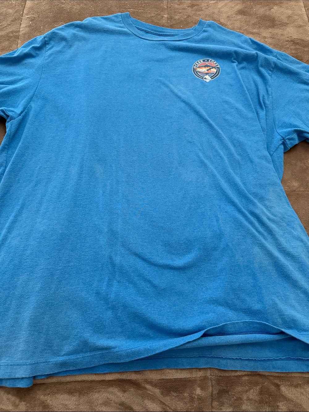 Men's Short-Sleeve Crewneck Tee in Sky Blue with Chest Emblem